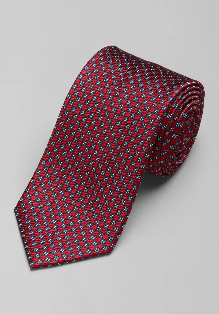 JoS. A. Bank Men's Traveler Collection Four Dot Geo Tie, Red, One Size
