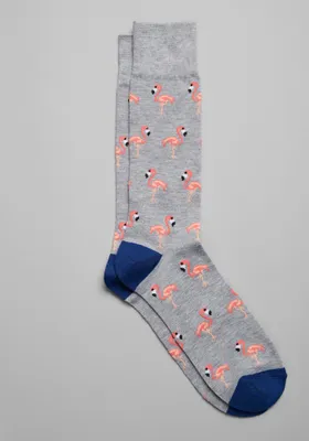 JoS. A. Bank Men's Made To Matter Flamingo Single Pack Socks, Light Grey, Mid Calf