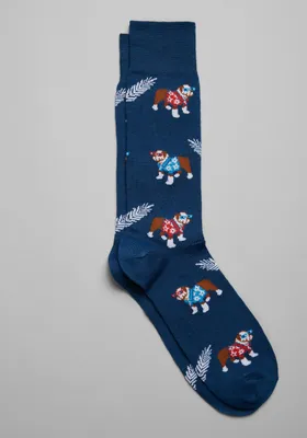 JoS. A. Bank Men's Made To Matter Vacation Dogs Single Pack Socks, Blue, Mid Calf