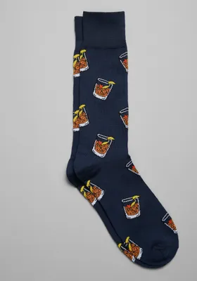 JoS. A. Bank Men's Made To Matter Whiskey Sours Single Pack Socks, Navy, Mid Calf
