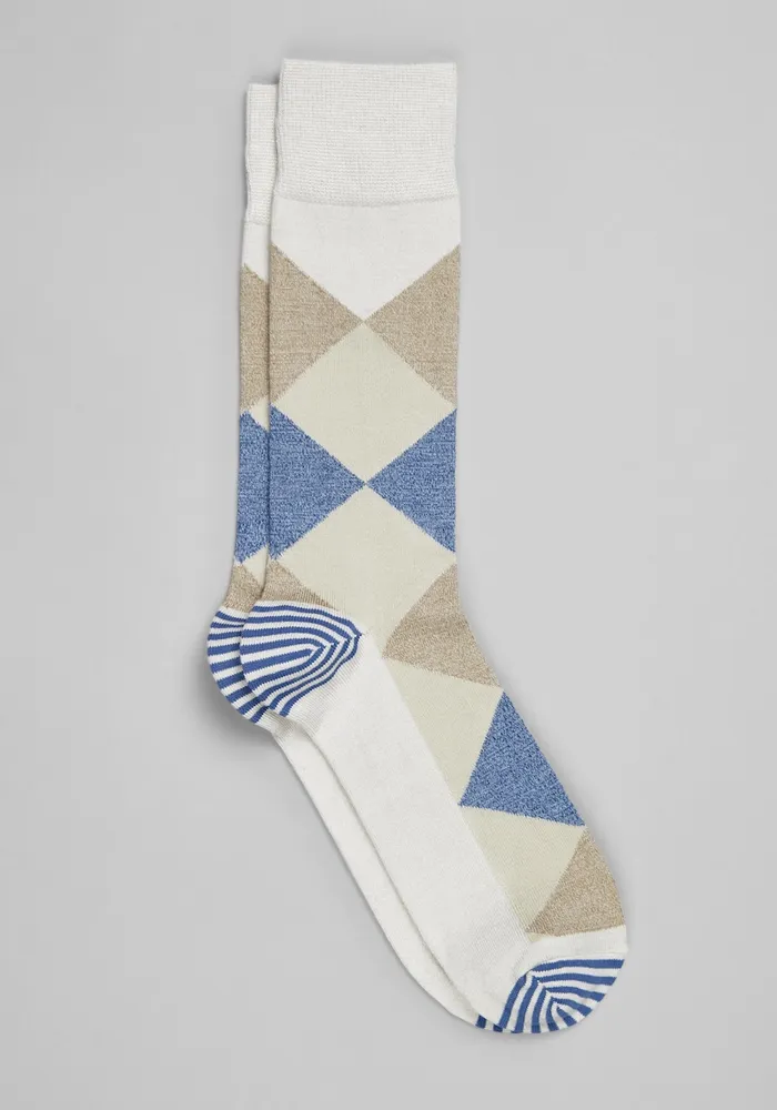 Men's Argyle Socks, Grey, Mid Calf