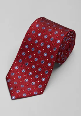 Men's Textured Geo Tie, Red, One Size