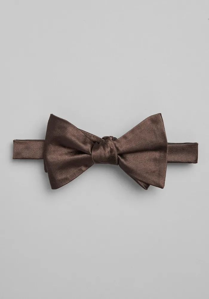 Men's Solid Pre-Tied Bow Tie, Brown, One Size