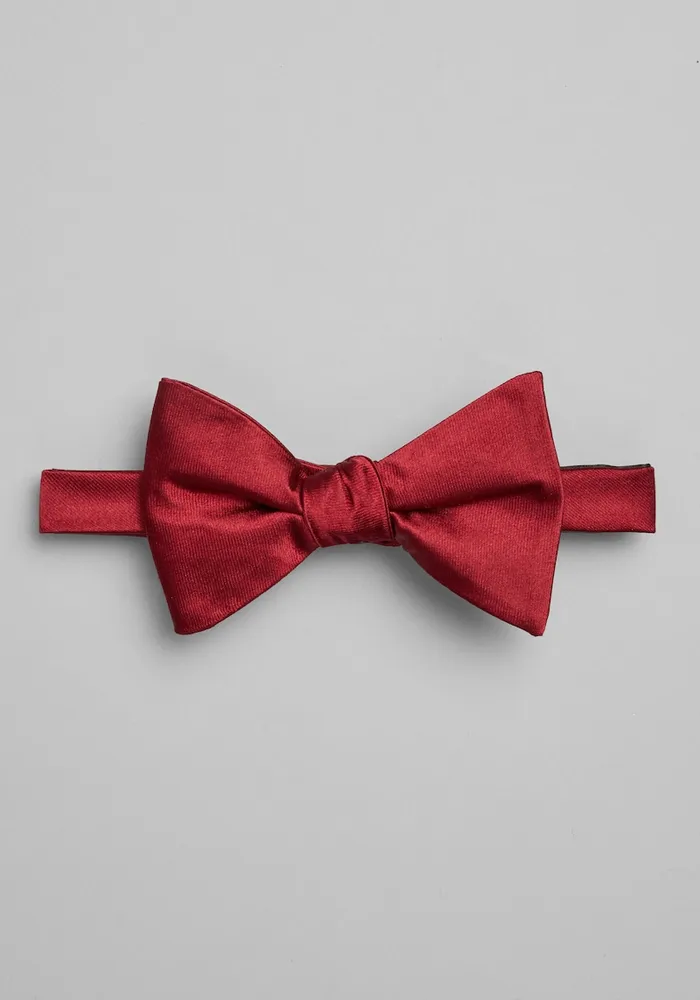 Men's Solid Pre-Tied Bow Tie, Red, One Size