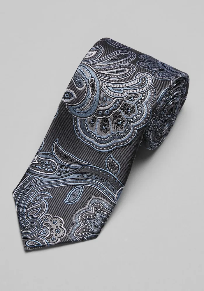 Men's Reserve Collection Paisley Tie, Charcoal, One Size
