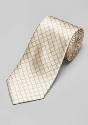 Men's Reserve Collection Two-Tone Diamond Grid Tie, Champagne, One Size