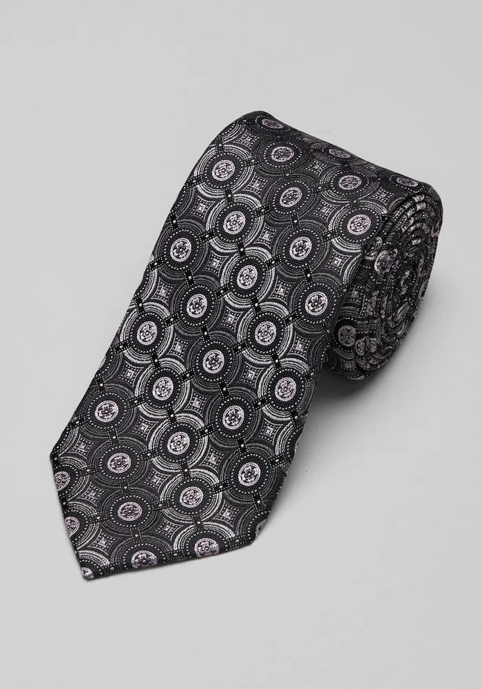 JoS. A. Bank Men's Reserve Collection Medallion Tie, Black, One Size