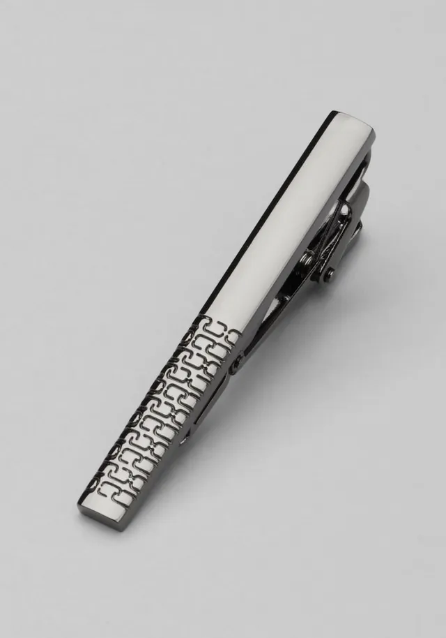 Burberry Enamel And Steel Tie Bar Black