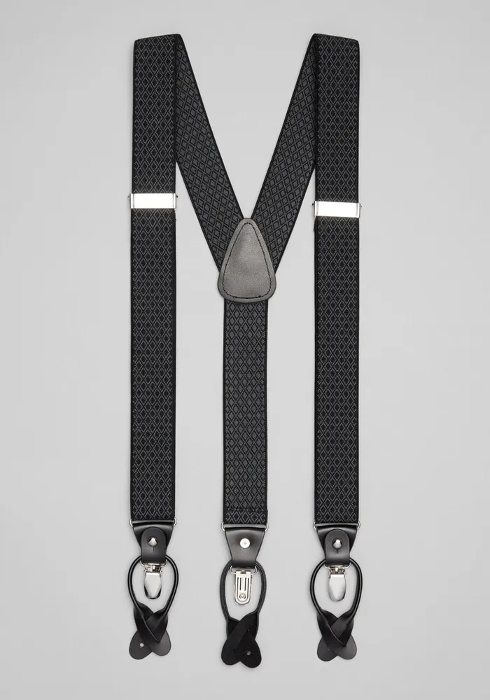 JoS. A. Bank Men's Jos. A Bank Stretch Silk Suspenders, Black, One Size