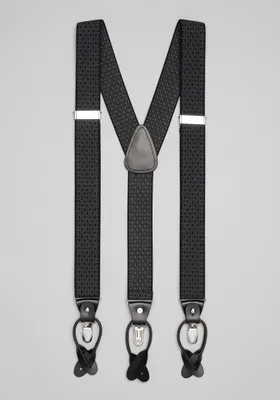 JoS. A. Bank Men's Jos. A Bank Stretch Geo Pattern Suspenders, Black, One Size