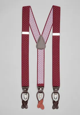 JoS. A. Bank Men's Jos. A Bank Stretch Dot Suspenders, Burgundy, One Size