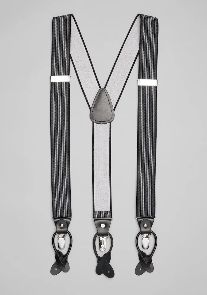 Men's Jos. A Bank Stretch Stripe Suspenders, Charcoal, One Size