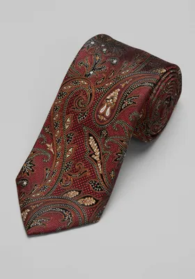 JoS. A. Bank Men's Reserve Collection Textured Paisley Tie, Burgundy, One Size