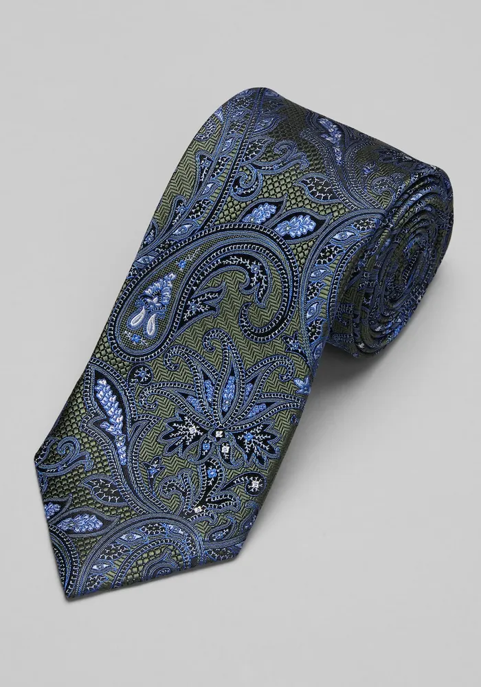 JoS. A. Bank Men's Reserve Collection Textured Paisley Tie, Olive, One Size