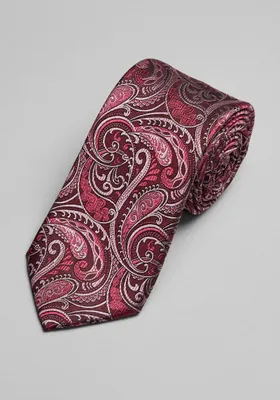 JoS. A. Bank Men's Reserve Collection Winged Paisley Tie, Burgundy, One Size