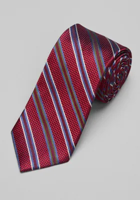 JoS. A. Bank Men's Reserve Collection Caviar Stripe Tie, Dark Red, One Size