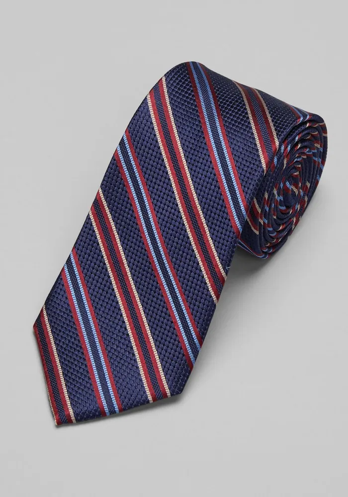 JoS. A. Bank Men's Reserve Collection Caviar Stripe Tie, Navy, One Size