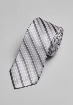 JoS. A. Bank Men's Stripe Tie, Silver, One Size