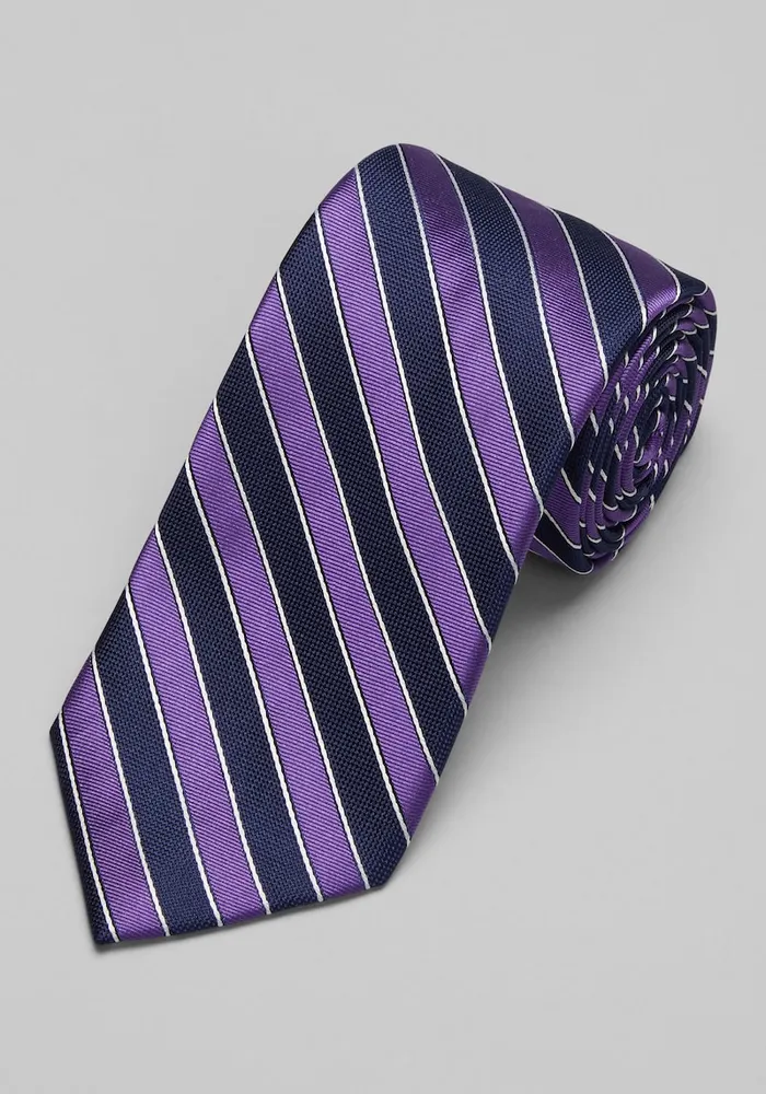 JoS. A. Bank Men's Stripe Twill Tie, Purple, One Size
