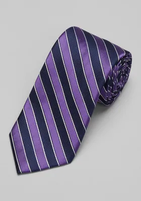 JoS. A. Bank Men's Stripe Twill Tie, Purple, One Size