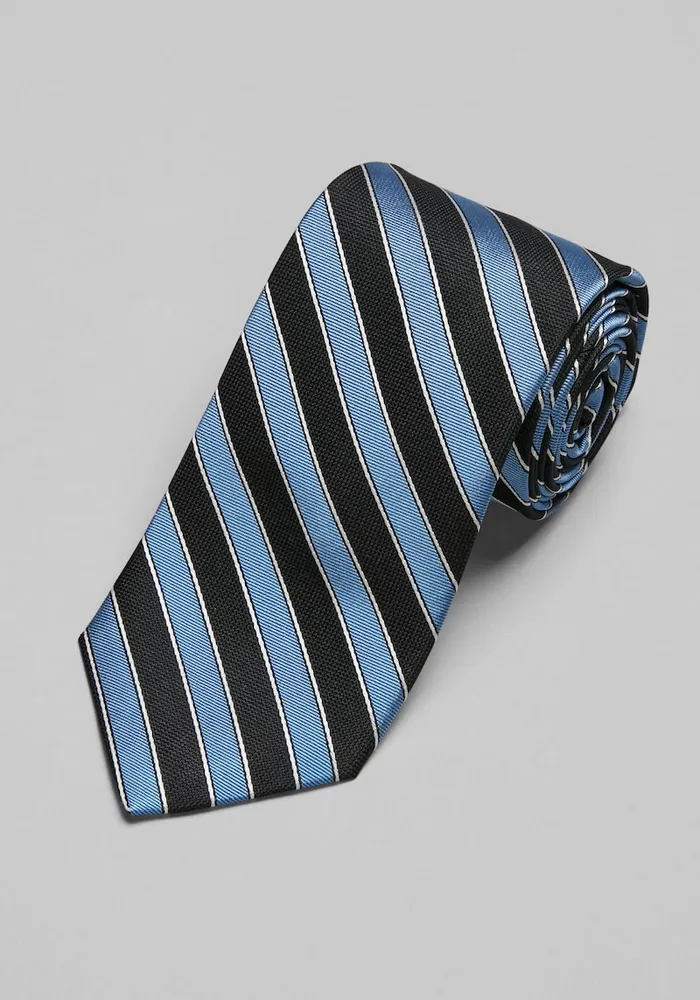 Men's Stripe Twill Tie, Blue, One Size