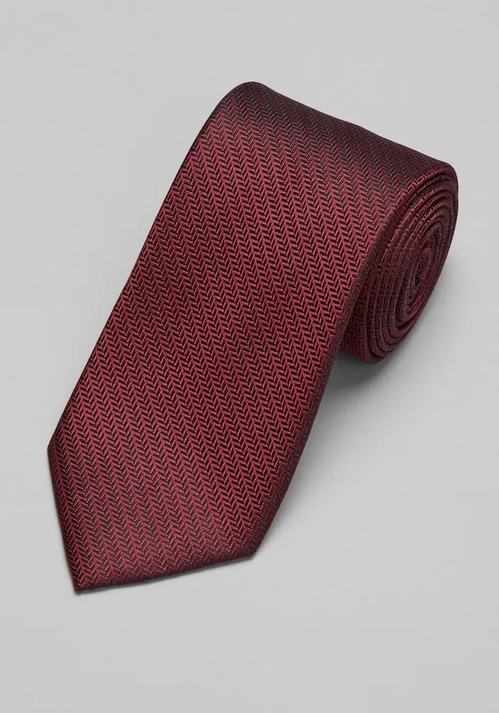 Men's Chevron Stripe Tie, Burgundy, One Size