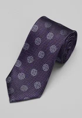 JoS. A. Bank Men's Traveler Collection Tonal Medallion Tie, Purple, One Size