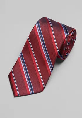 JoS. A. Bank Men's Traveler Collection Chevron Stripe Tie, Dark Red, One Size