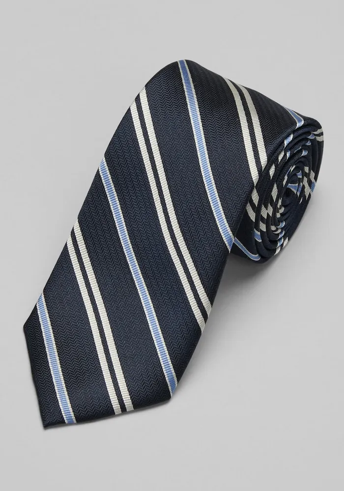 JoS. A. Bank Men's Traveler Collection Simple Stripe Tie, Black, One Size