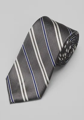 JoS. A. Bank Men's Traveler Collection Simple Stripe Tie, Grey, One Size