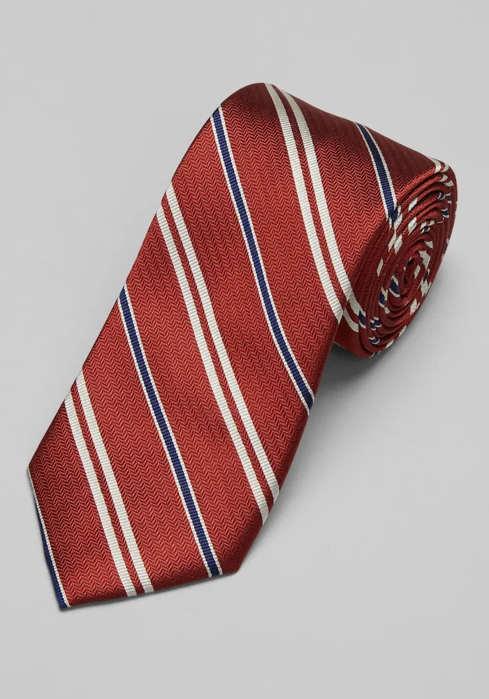 JoS. A. Bank Men's Traveler Collection Simple Stripe Tie, Rust, One Size