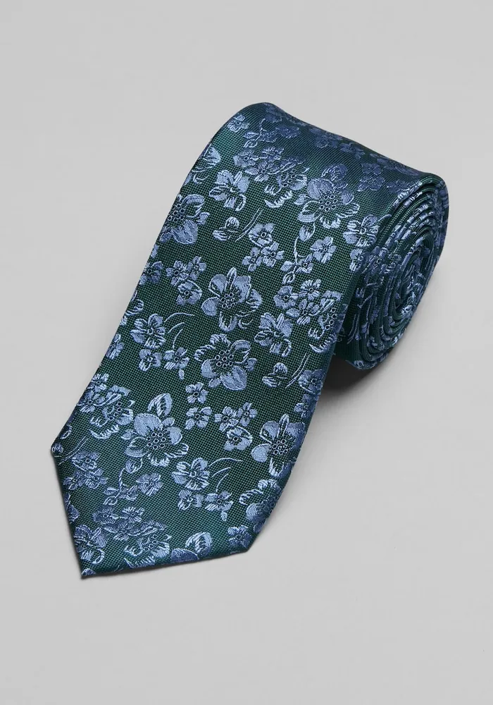 JoS. A. Bank Men's Traveler Collection Floating Fiori Floral Tie, Green, One Size
