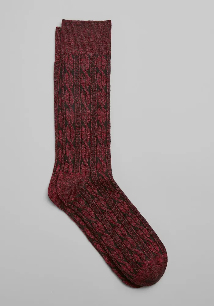 JoS. A. Bank Men's Cashmere Blend Socks, Rhubarb Twist, Mid Calf