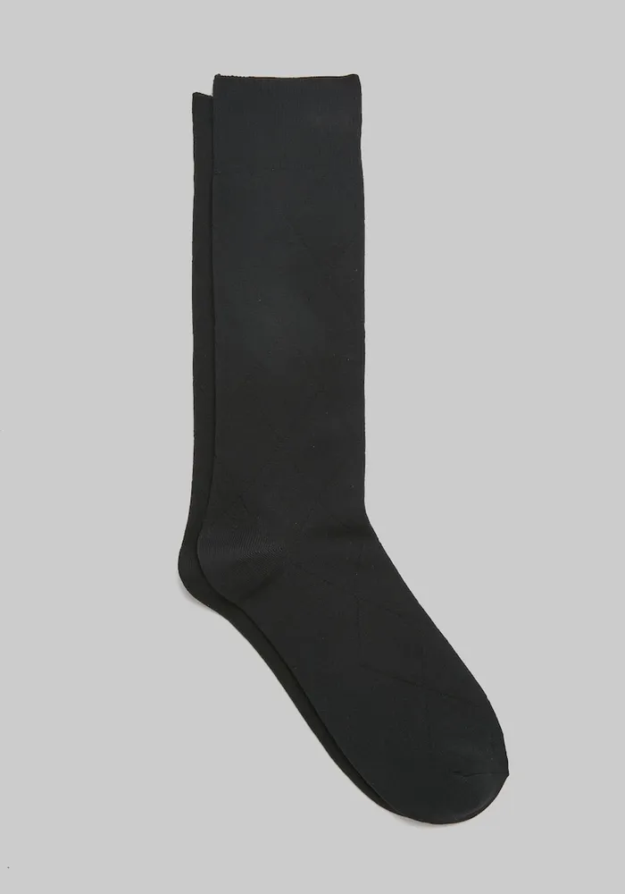 Men's Jos. A Bank Tonal Diamond Microfiber Tuxedo Socks, Black, Mid Calf