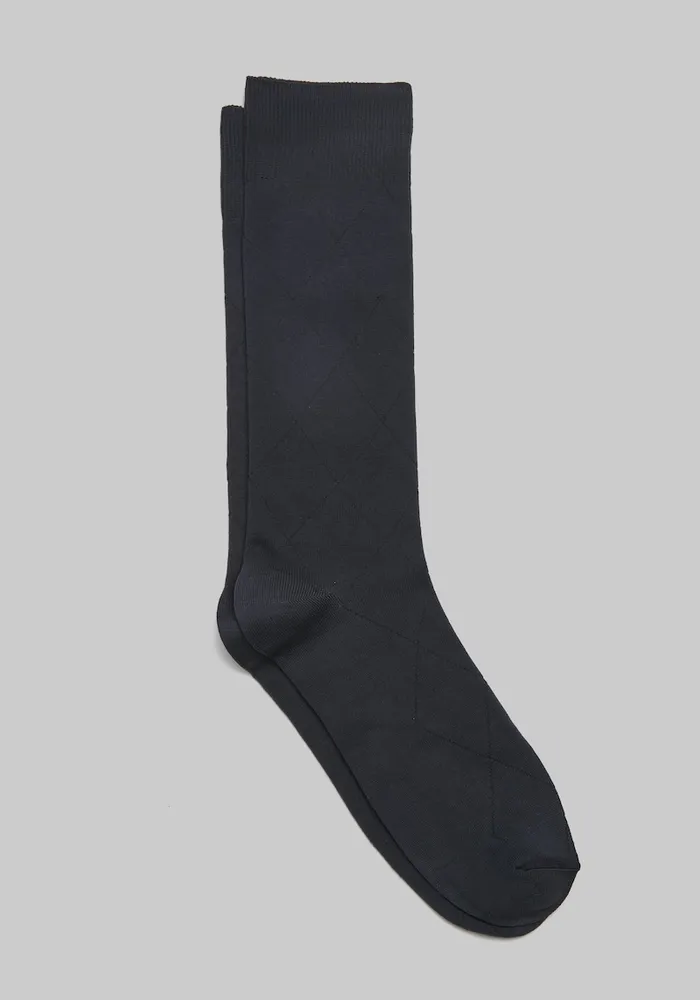 JoS. A. Bank Men's Jos. A Bank Tonal Diamond Microfiber Tuxedo Socks, Navy, Mid Calf