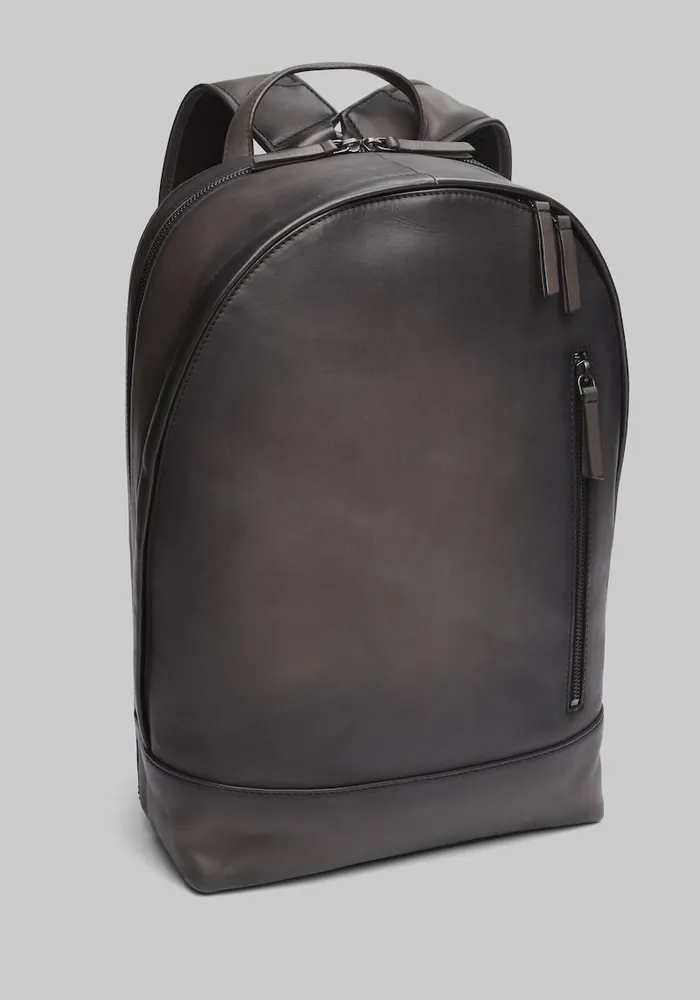 Men's Burnished Leather Backpack, Black, One Size