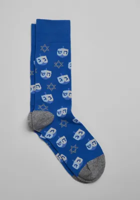 JoS. A. Bank Men's Hanukkah Socks, Blue, Mid Calf