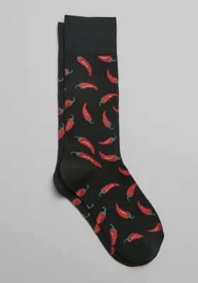 JoS. A. Bank Men's Hot Chili Pepper Socks, Black, Mid Calf