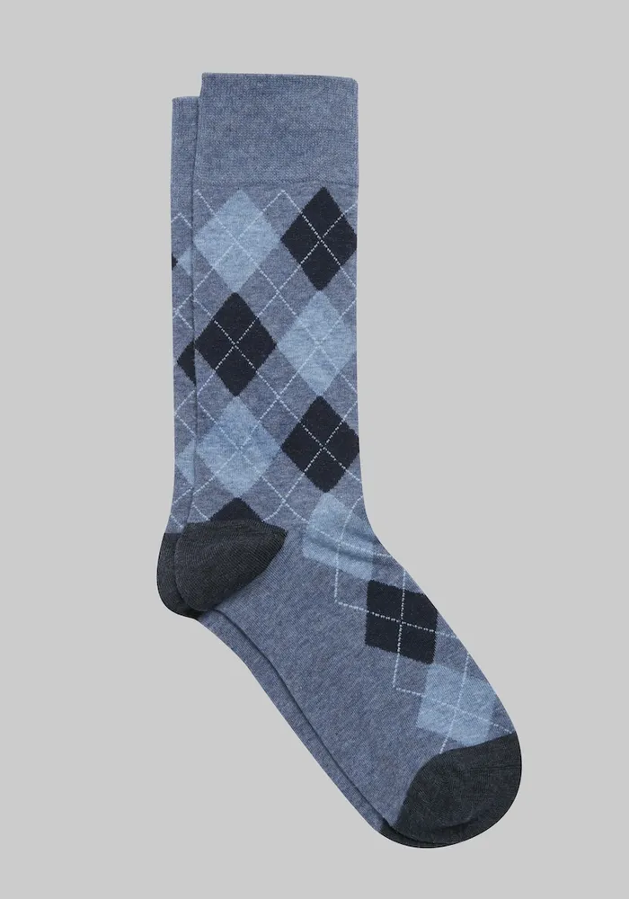 Men's Argyle Socks - King Size, Navy, Mid Calf King