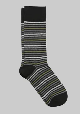 JoS. A. Bank Men's Stripe Socks, Black, Mid Calf