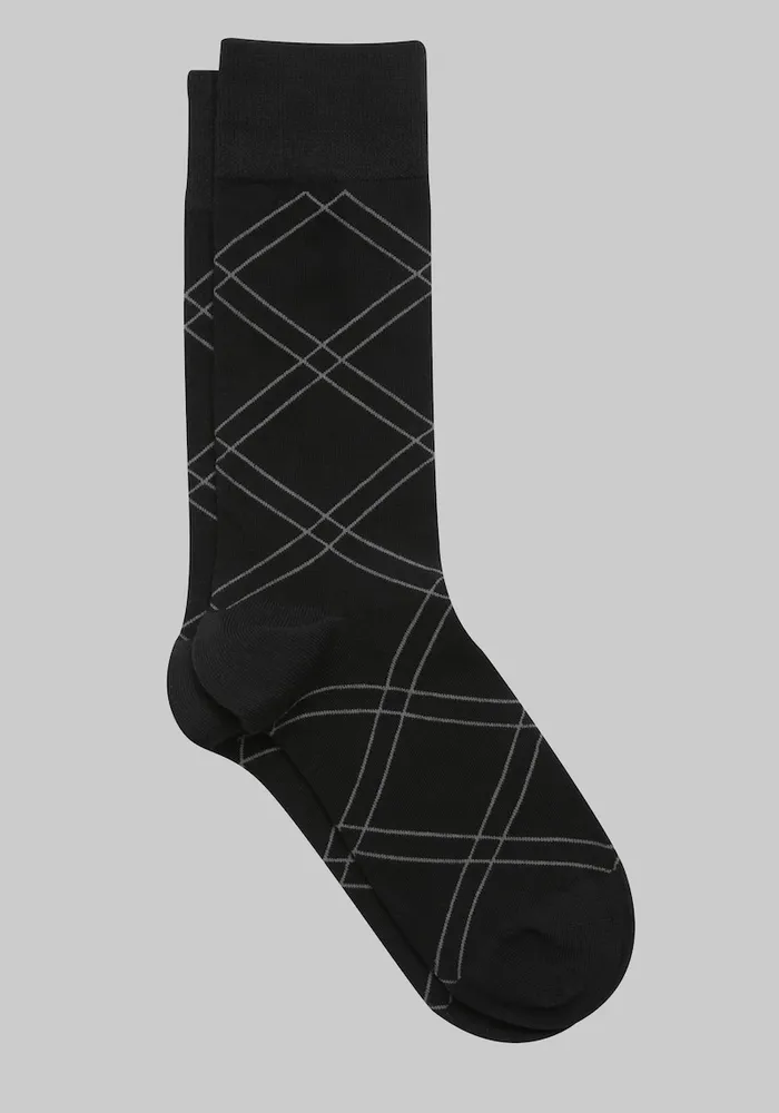 Men's Diamond Socks, Black, Mid Calf