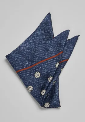 JoS. A. Bank Men's Textured Floral Pocket Square, Blue, One Size