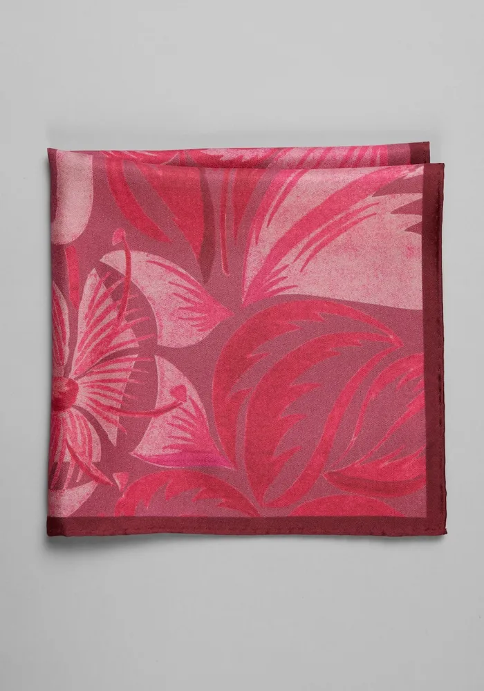 JoS. A. Bank Men's Tropical Watercolor Pocket Square, Pink, One Size