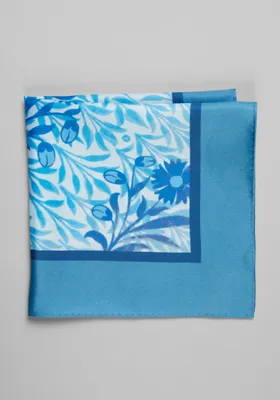 JoS. A. Bank Men's Tile Floral Watercolor Pocket Square, Blue, One Size