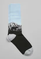 Men's Bear & Mountain Socks - King Size, Black, Mid Calf King