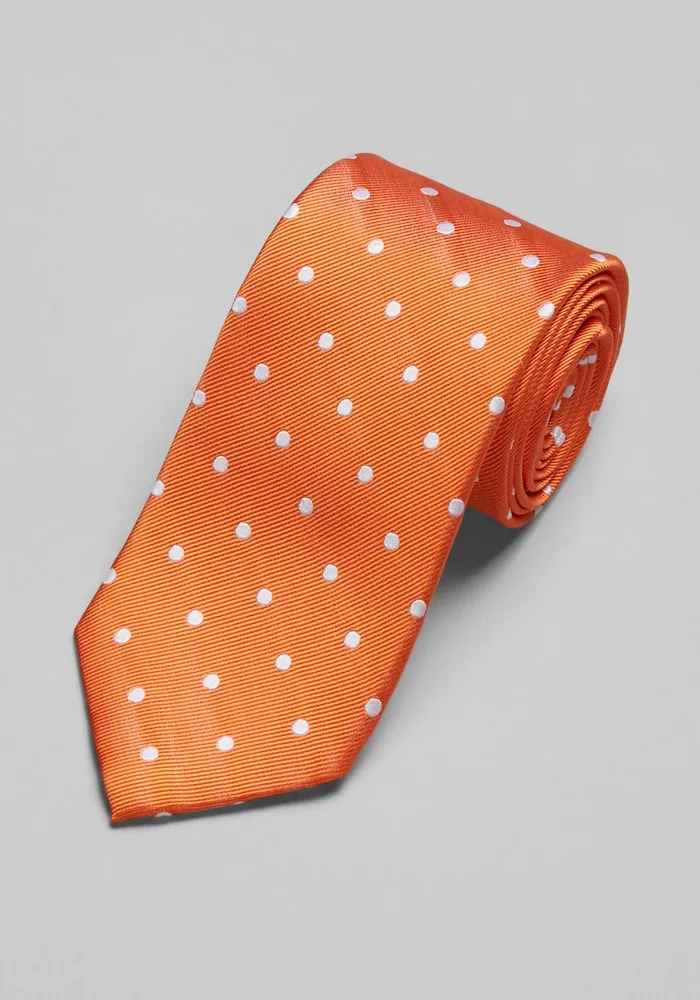 JoS. A. Bank Men's Traveler Collection Dot Tie, Orange, One Size