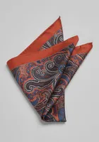 JoS. A. Bank Men's Paisley Pocket Square, Rust, One Size