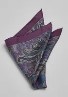 JoS. A. Bank Men's Paisley Pocket Square, Purple, One Size