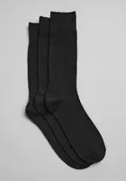 Men's Bamboo Textured Socks, 3-Pack, Black, Mid Calf