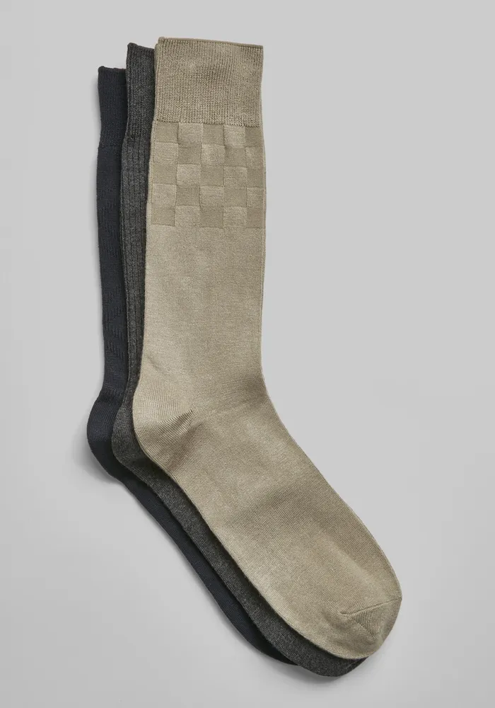 Men's Bamboo Textured Socks, 3-Pack, Multi